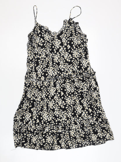 Zara Women's Black Floral XS Slip Dress