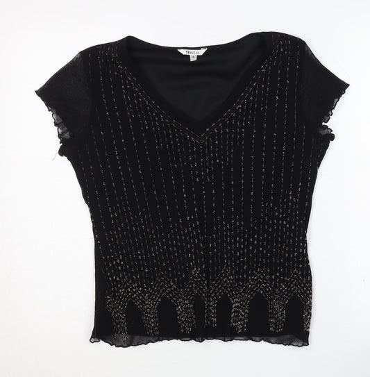 M&Co Black Women’s V-Neck Blouse Size 18