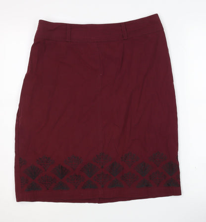District Women's Red Embroidered Cotton Skirt Size 14