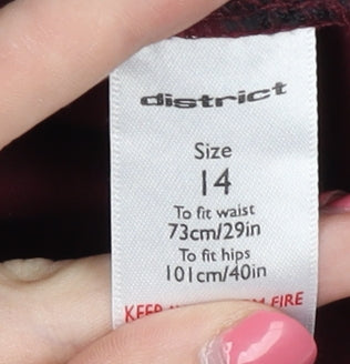 District Women's Red Embroidered Cotton Skirt Size 14