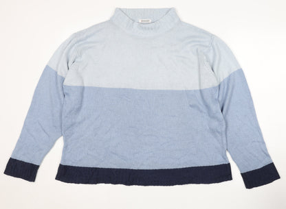 Damart Women's Blue Mock Neck Jumper Size L