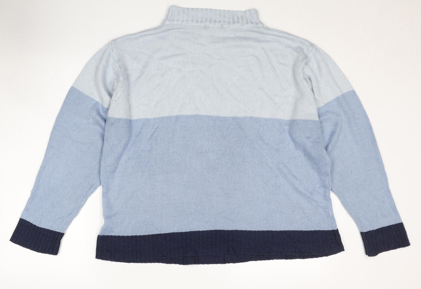 Damart Women's Blue Mock Neck Jumper Size L