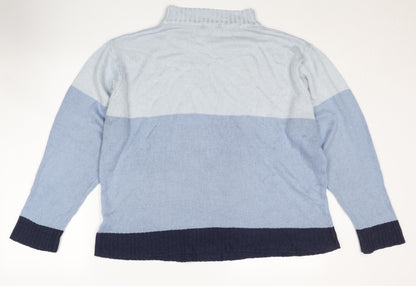 Damart Women's Blue Mock Neck Jumper Size L