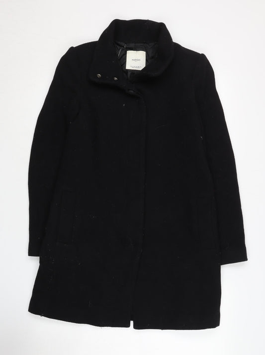 Womens UK Size 8 Mango Black Overcoat
