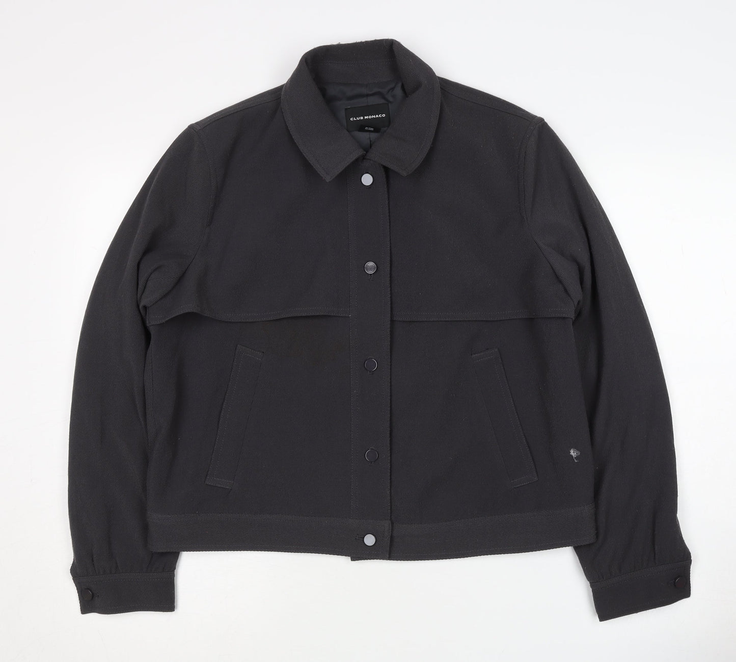 Club Monaco Women's Black Jacket L Casual Snap Style