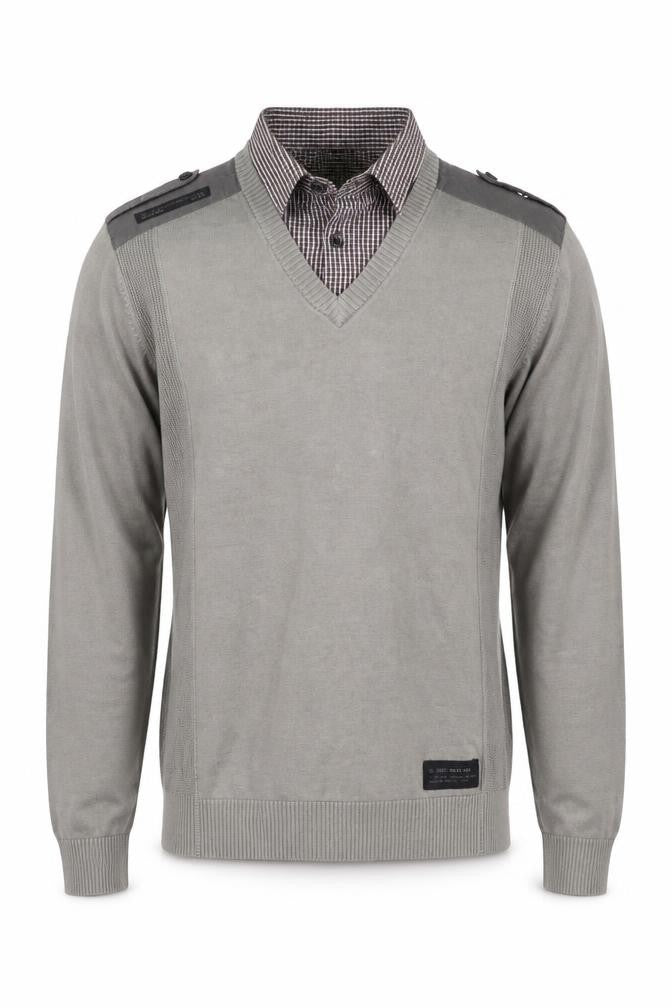 Mens UK Size M NEXT Grey Henley Jumper