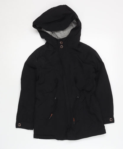 Zara Boys Black Hooded Jacket Size 5 Years with Button Accents