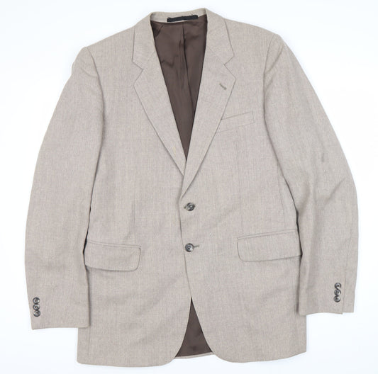 Mens UK Size 40 Vintage Regular Beige Suit Jacket