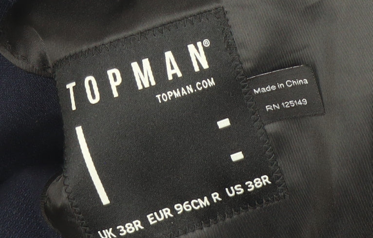 Topman Blue Unisex Slim Fit Suit Jacket Size 38