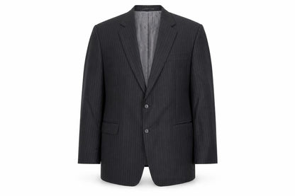 DAKS Men's Grey Wool Blazer, Size 44R Striped, Formal