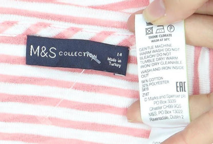 Pink Striped T-Shirt Marks and Spencer Women Size 12
