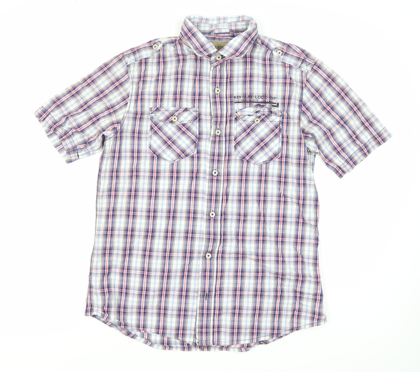 Next Men’s Multicoloured Plaid Short Sleeve Shirt M