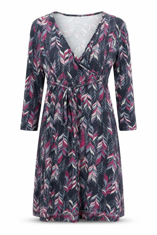 Front view of Mantaray Multicoloured Floral Long Sleeve Knit Dress