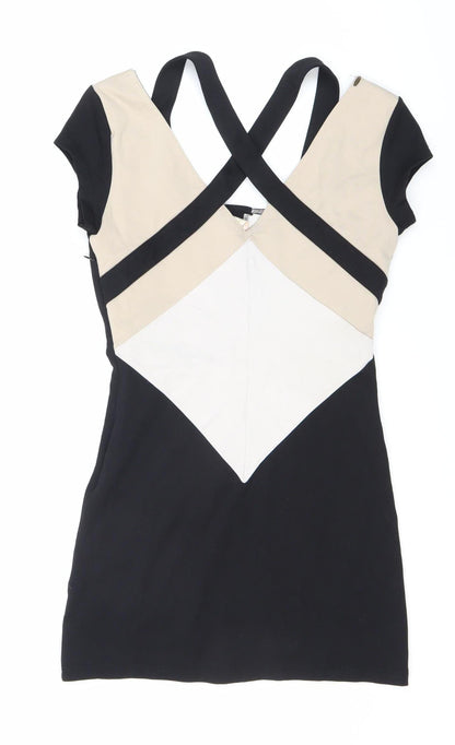 RingSpun Women's Colourblock Knee Length Bodycon Dress