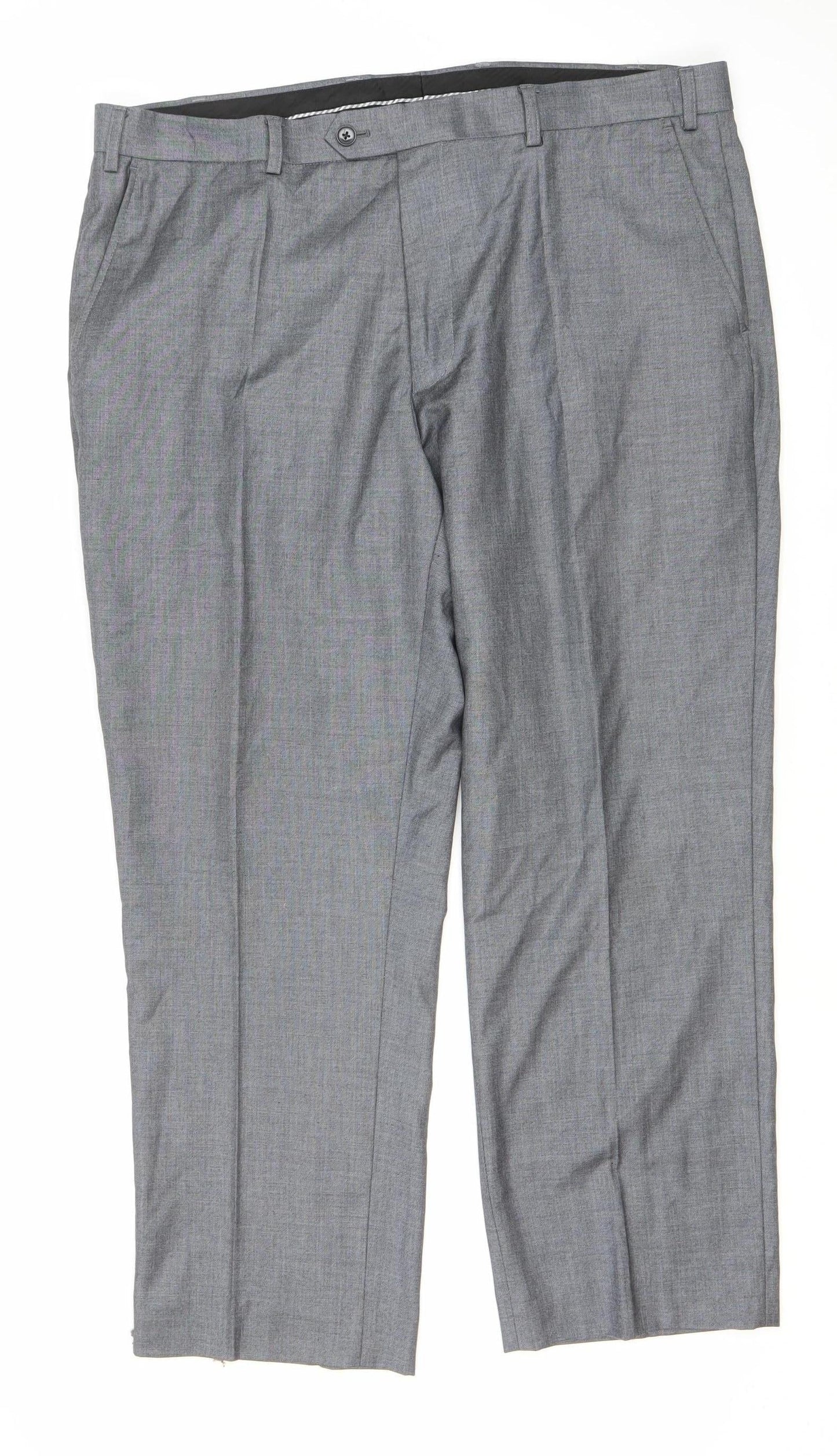 Mens UK Size 40S Charlton Gray Regular Fit Dress Pants Grey Trousers