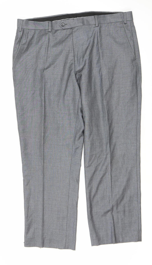 Mens UK Size 40S Charlton Gray Regular Fit Dress Pants Grey Trousers
