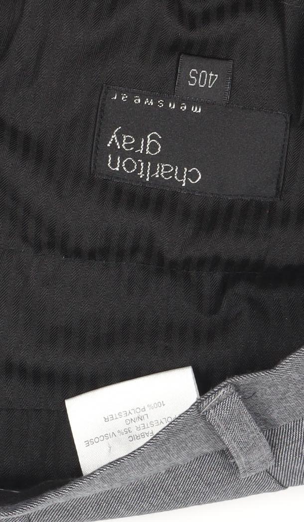 Mens UK Size 40S Charlton Gray Regular Fit Dress Pants Grey Trousers