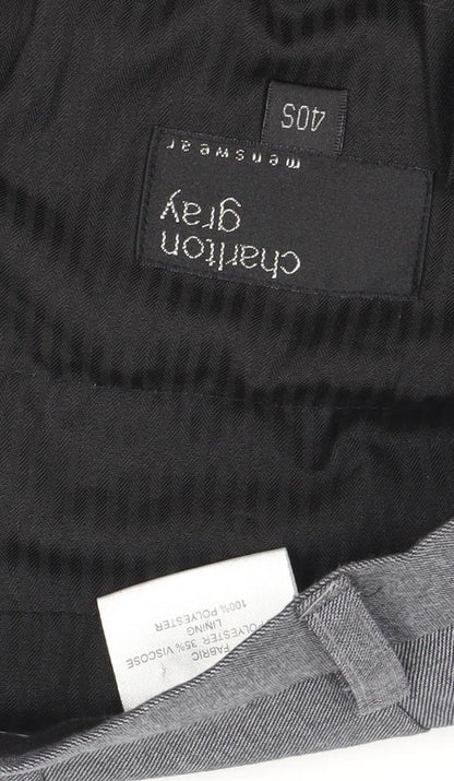 Mens UK Size 40S Charlton Gray Regular Fit Dress Pants Grey Trousers