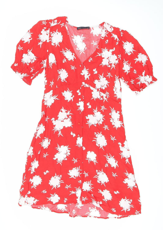 Marks and Spencer Women's Red Floral Viscose Dress