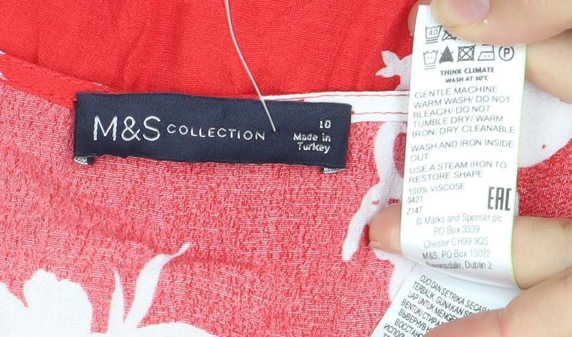 Marks and Spencer Women's Red Floral Viscose Dress