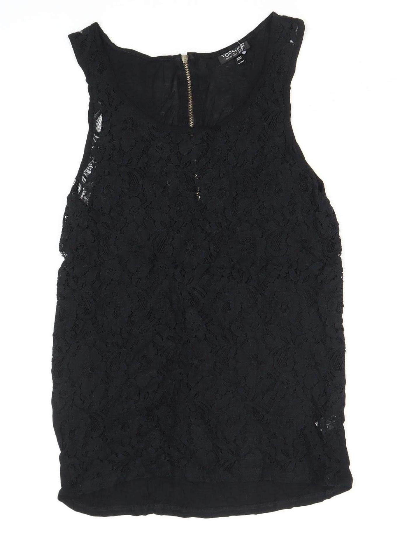 Womens UK Size 10 Topshop Black  Tank