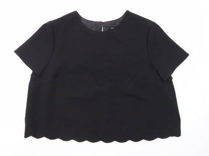 New Look Women's Black Round Neck T-Shirt UK 16