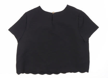 New Look Women's Black Round Neck T-Shirt UK 16