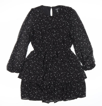 915 Generation Girls Black Short Dress, 15 Years, Long Sleeve