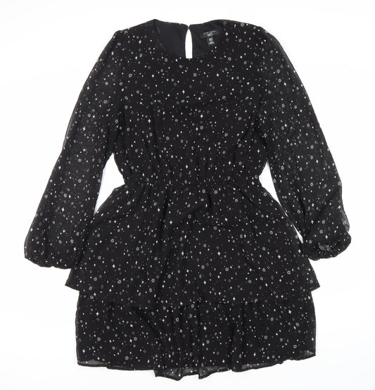 915 Generation Girls Black Short Dress, 15 Years, Long Sleeve