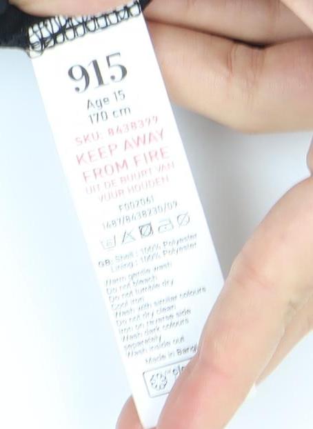 915 Generation Girls Black Short Dress, 15 Years, Long Sleeve