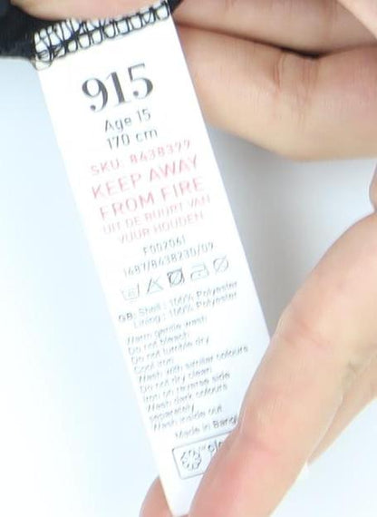 915 Generation Girls Black Short Dress, 15 Years, Long Sleeve