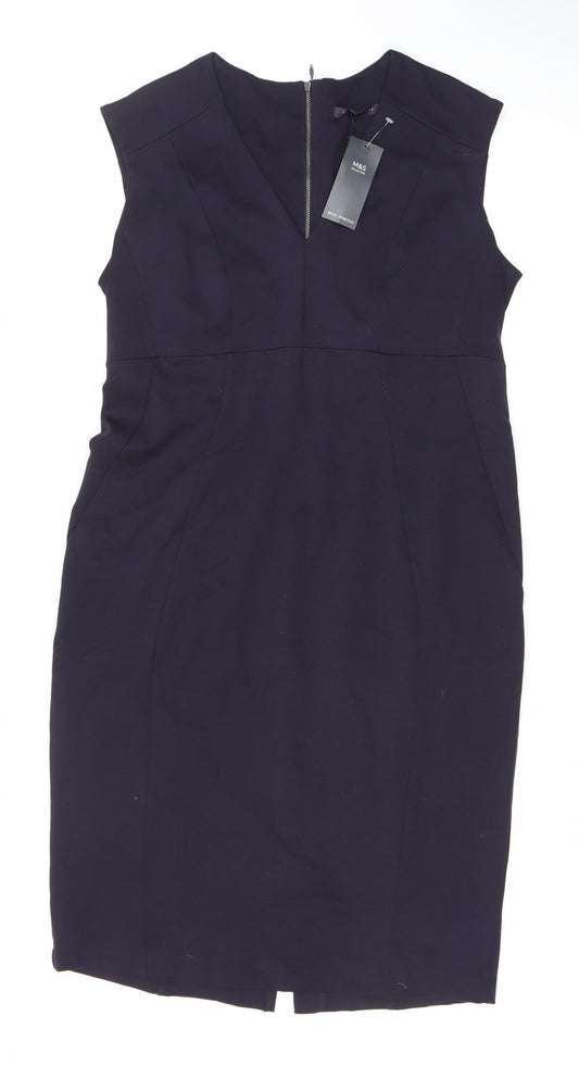 Marks and Spencer Women's Black Sleeveless Sheath Dress - Size 16