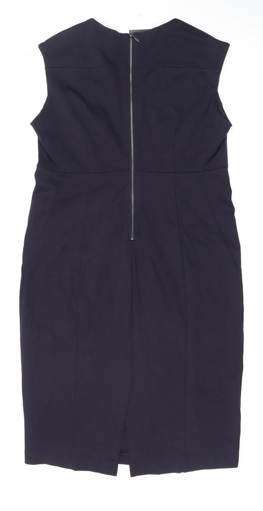 Marks and Spencer Women's Black Sleeveless Sheath Dress - Size 16