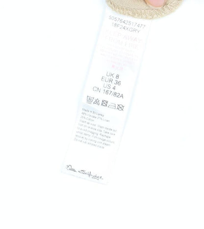 Miss Selfridge Women's Beige Linen Button Dress Size 8