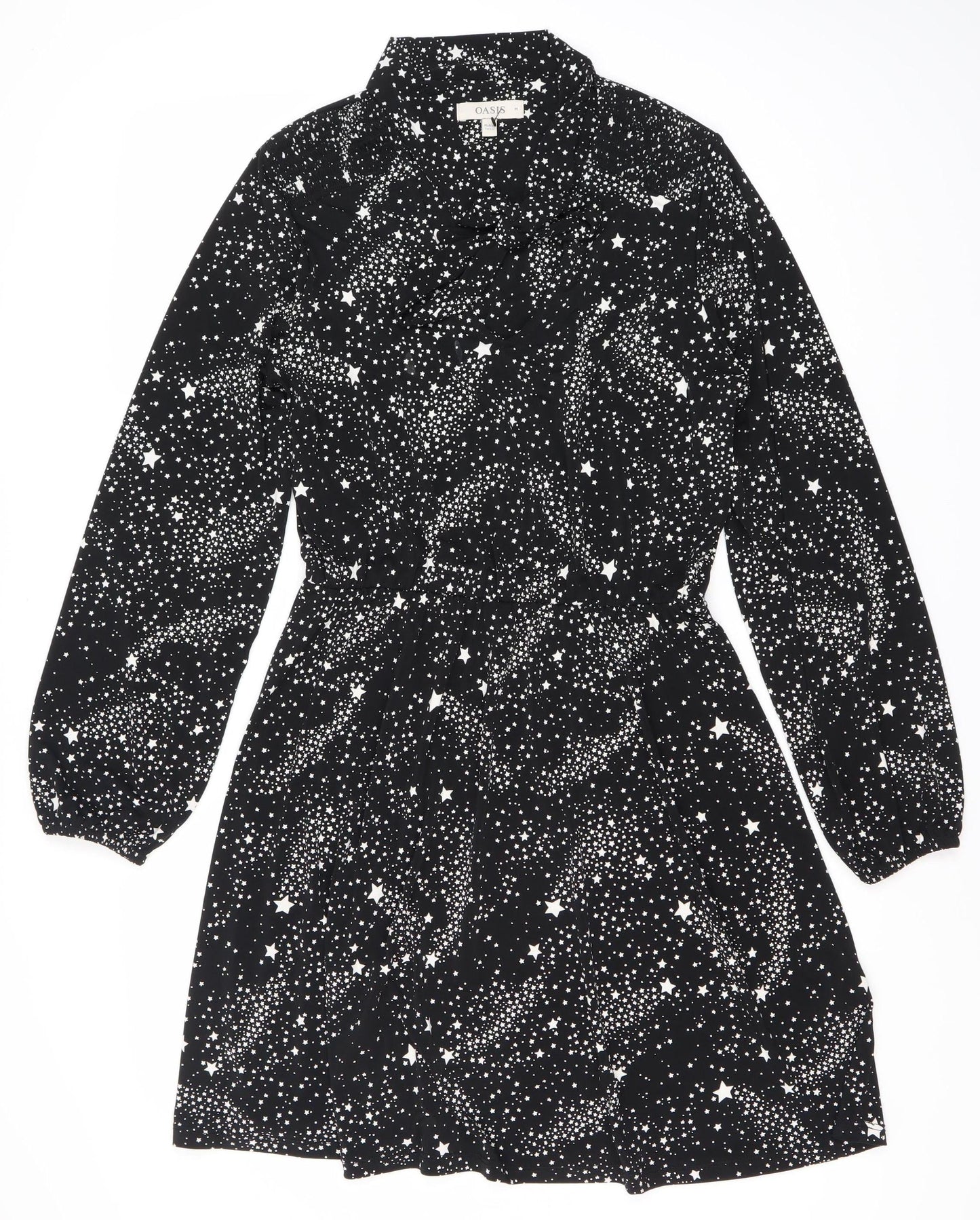 Oasis Women's Black Star Dress, M, Long Sleeve, Lightweight