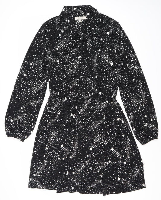 Oasis Women's Black Star Dress, M, Long Sleeve, Lightweight