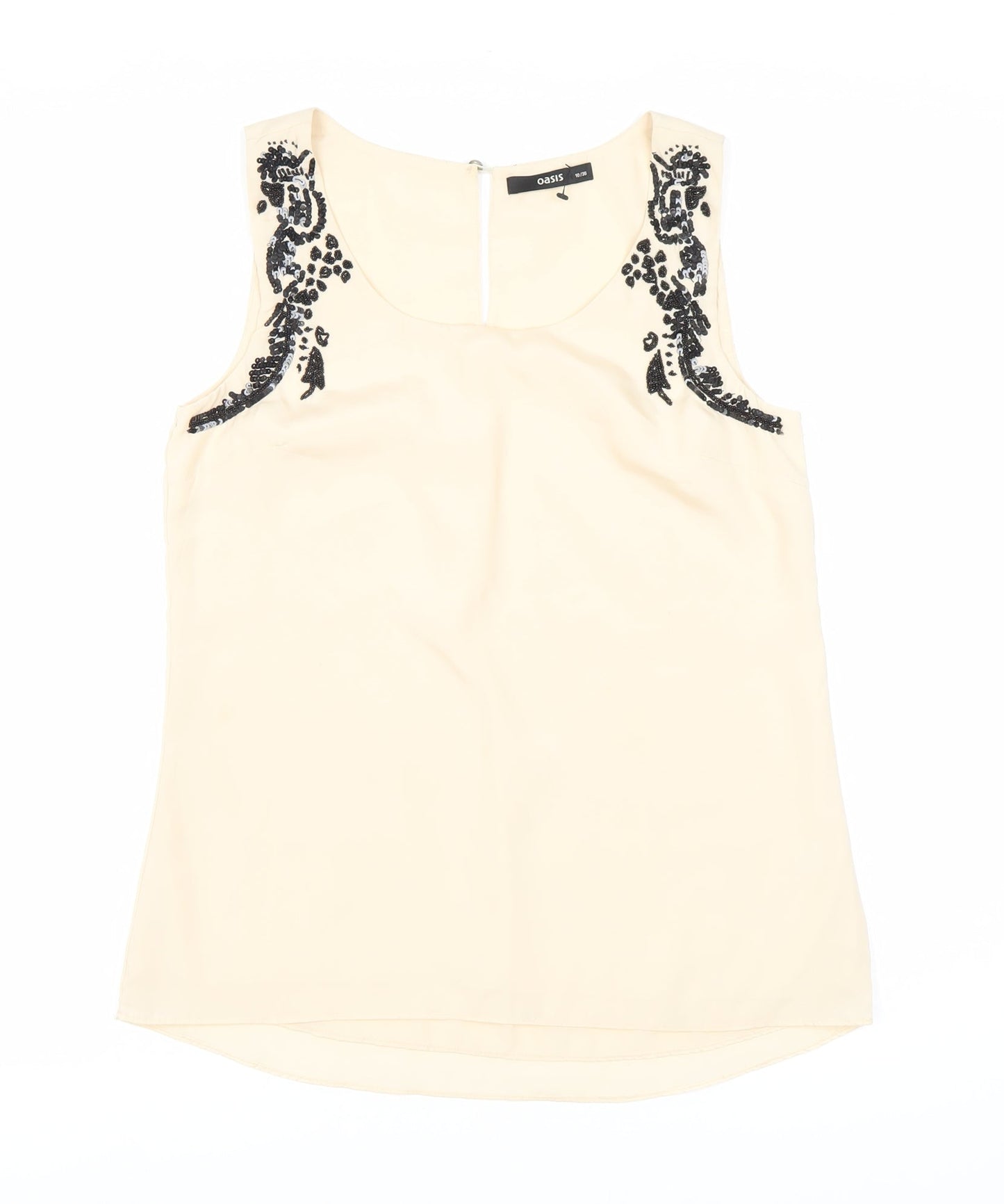Womens UK Size 10 Oasis Beige Basic Blouse