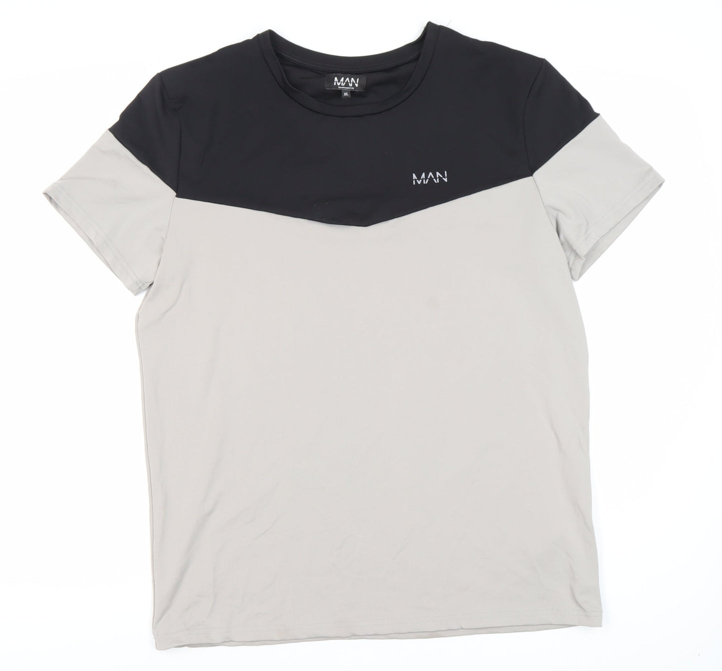 boohooMAN Men's Colourblock T-Shirt XL Black Beige