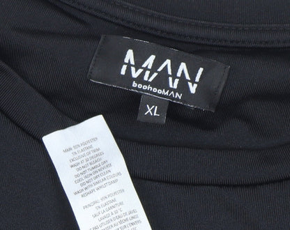 boohooMAN Men's Colourblock T-Shirt XL Black Beige