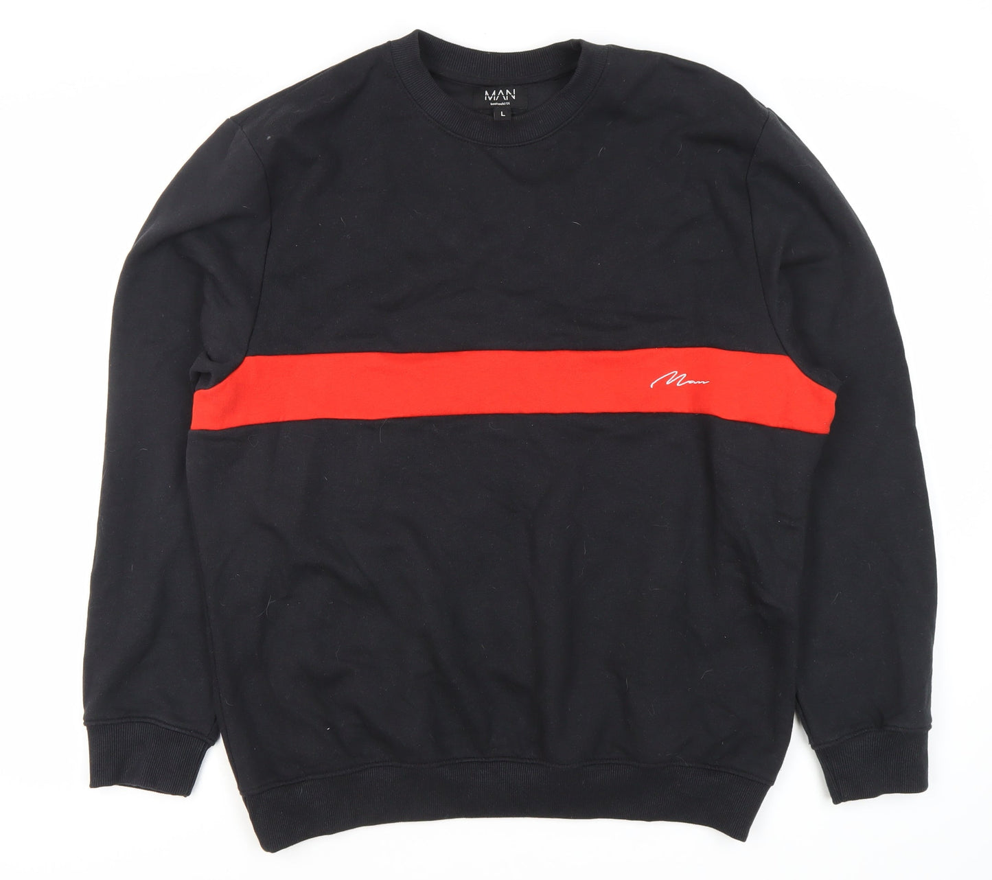 Mens UK Size L boohooMAN Black Pullover Sweatshirt