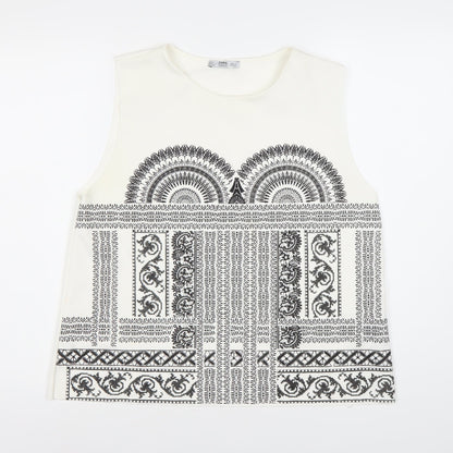 Womens UK Size L Zara White Basic Tank