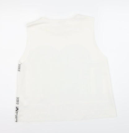 Womens UK Size L Zara White Basic Tank