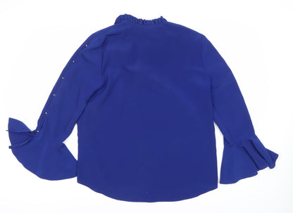 Damselfly Women Blue Bell Sleeve Blouse Size 12