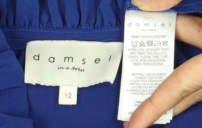 Damselfly Women Blue Bell Sleeve Blouse Size 12