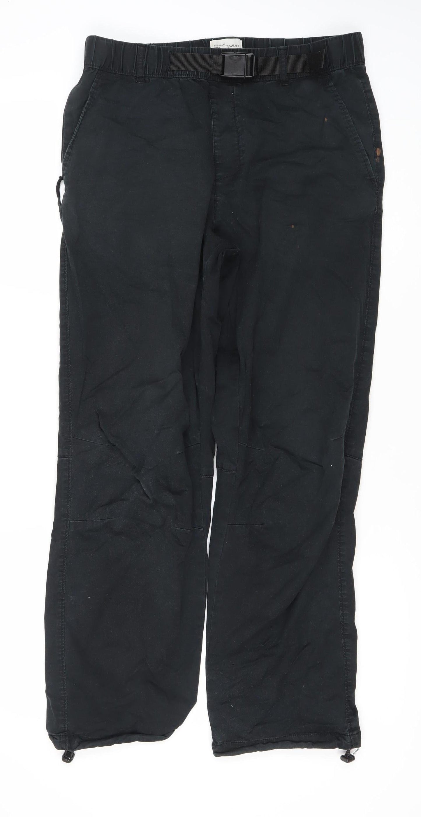 River Island Men's Black Elastic Waist Trousers S