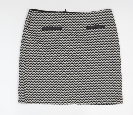 Marks and Spencer Women's Black Geometric Pencil Skirt Size 12