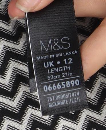 Marks and Spencer Women's Black Geometric Pencil Skirt Size 12