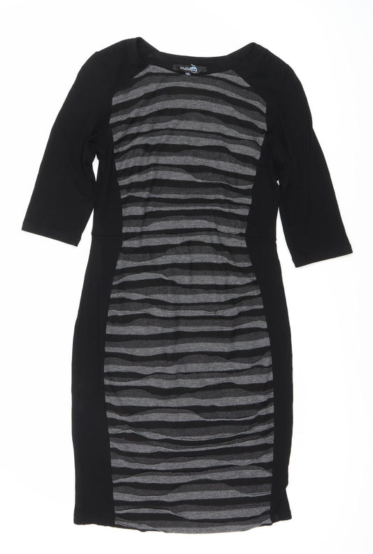 Blue Chameleon Women's Black Grey Pencil Dress Size 10