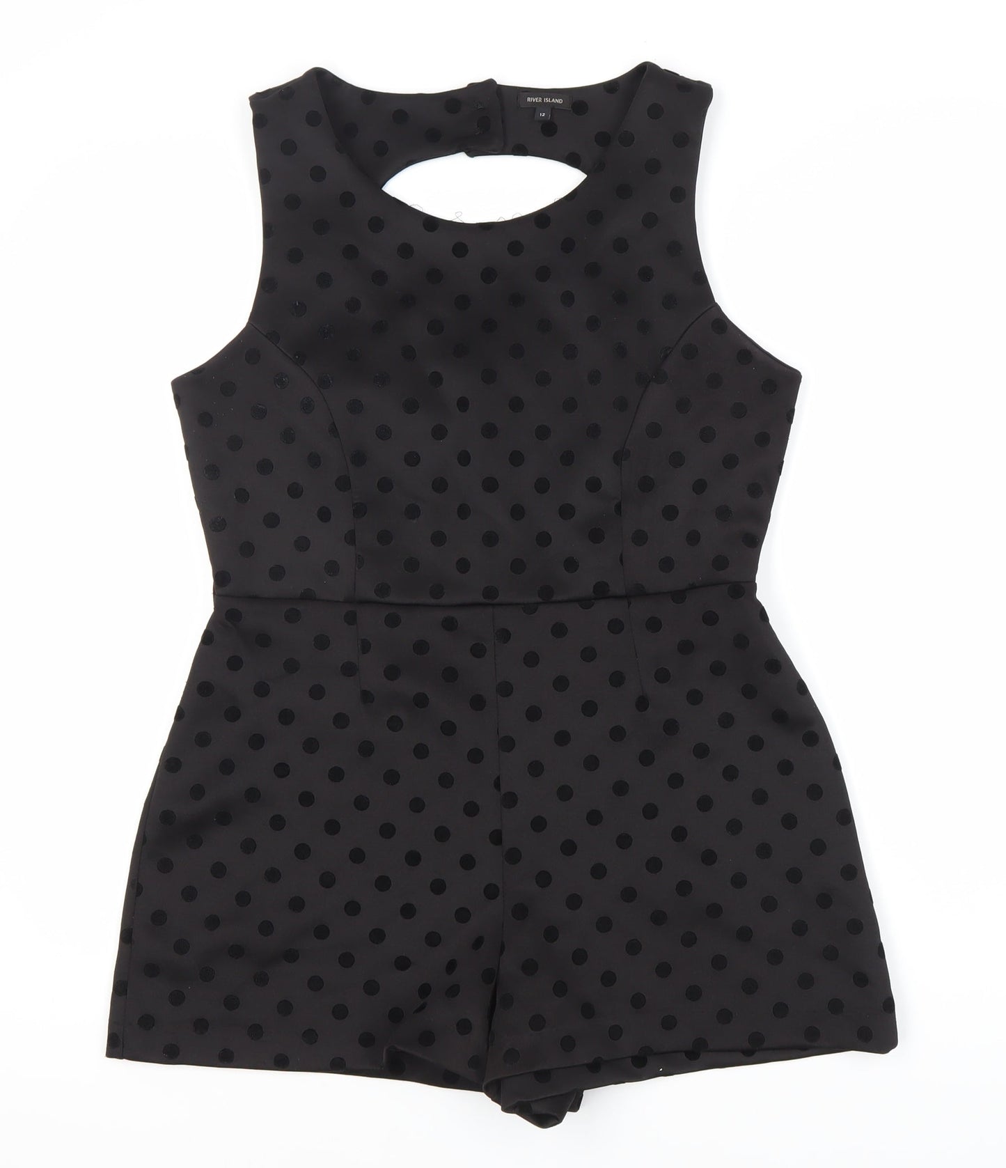 River Island Black Polka Dot Playsuit, Women's Size 12