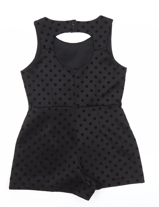 River Island Black Polka Dot Playsuit, Women's Size 12